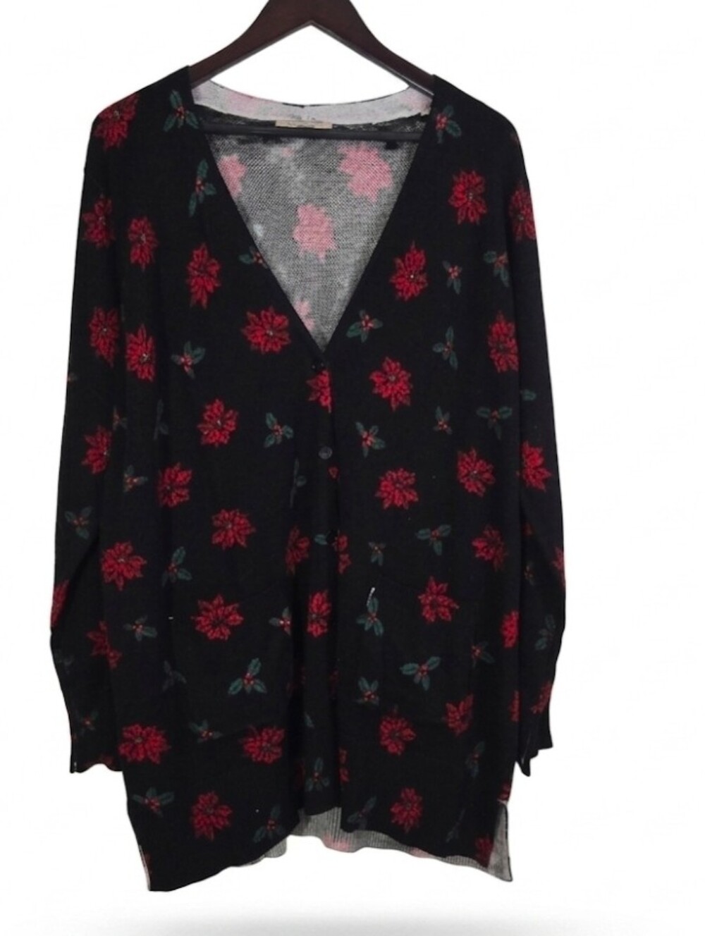 Woman Within vintage floral sweater cardigan